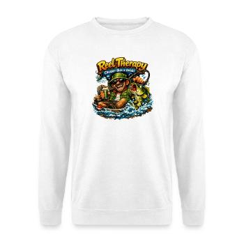 Rollentherapie günstiger als ein Shrink Angler lacht - Unisex Pullover - Weiß - Vorne - Alina (178cm) & Michal (187cm)