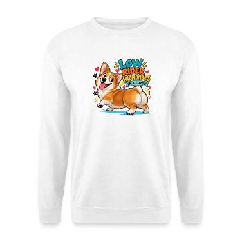 High Vibes Corgi - Unisex Pullover - Weiß - Vorne - Alina (178cm) & Michal (187cm)