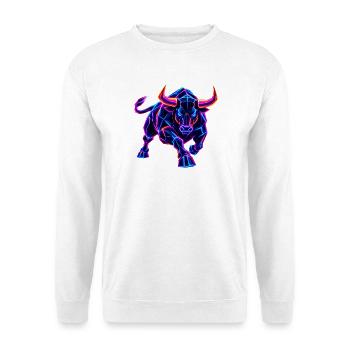 Neon Wall Street Bullenmacht - Unisex Pullover - Weiß - Vorne - Alina (178cm) & Michal (187cm)