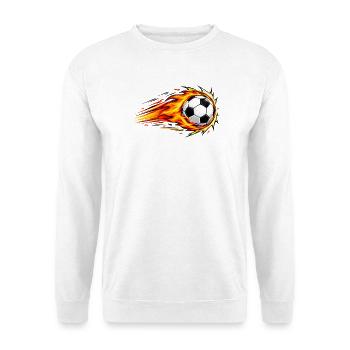 Flammender Fußball-Dynamikschlag - Unisex Pullover - Weiß - Vorne - Alina (178cm) & Michal (187cm)