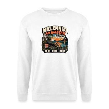 Millennial am Wasser – Slavic Weekend Mode - Unisex Pullover - Weiß - Vorne - Alina (178cm) & Michal (187cm)