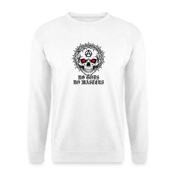 Anarchieschädel mit Dornenkrone - Unisex Pullover - Weiß - Vorne - Alina (178cm) & Michal (187cm)