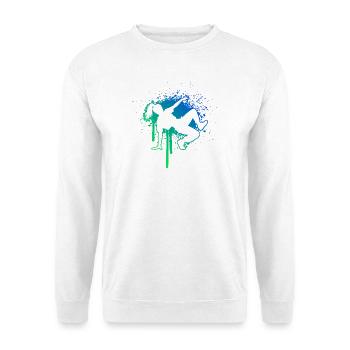 Geschenkidee für eine Breakdancerin mit Breakdance - Unisex Pullover - Weiß - Vorne - Alina (178cm) & Michal (187cm)