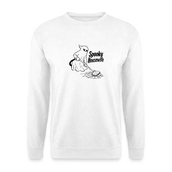 Spooky Housewife Silhouette - Unisex Pullover - Weiß - Vorne - Alina (178cm) & Michal (187cm)