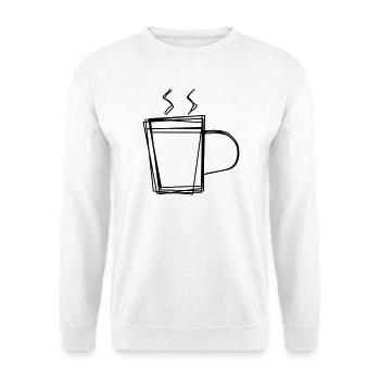 Glühweinbecher handgezeichnet - Unisex Pullover - Weiß - Vorne - Alina (178cm) & Michal (187cm)