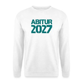 Abitur 2027 Jahrgangs-Design - Unisex Pullover - Weiß - Vorne - Alina (178cm) & Michal (187cm)