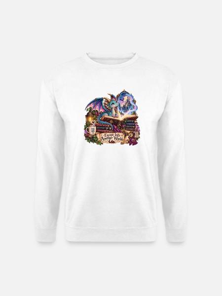 Drachenwald Bücherzauber Escape Into Another World - Unisex Pullover - Weiß