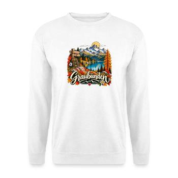 Graubünden Alpenpanorama - Unisex Pullover - Weiß - Vorne - Alina (178cm) & Michal (187cm)