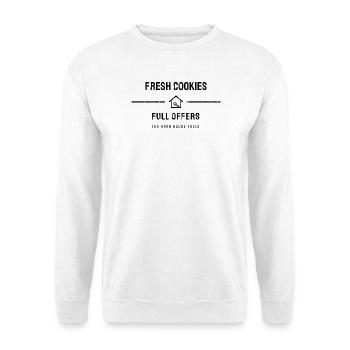 Makler - Fresh Cookies Full Offers - Immobilien - Unisex Pullover - Weiß - Vorne - Alina (178cm) & Michal (187cm)