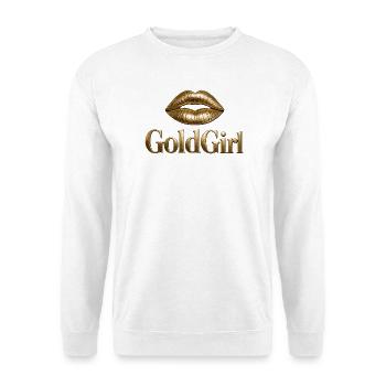 GoldGirl Metallic Lips Logo - Unisex Pullover - Weiß - Vorne - Alina (178cm) & Michal (187cm)