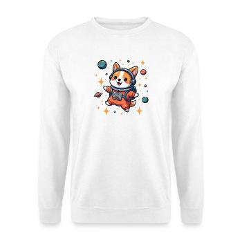 Cute Space Astronaut Corgi Dog Design - Unisex Pullover - Weiß - Vorne - Alina (178cm) & Michal (187cm)