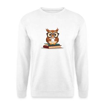 Cozy Book Lover Reading Owl Design - Unisex Pullover - Weiß - Vorne - Alina (178cm) & Michal (187cm)