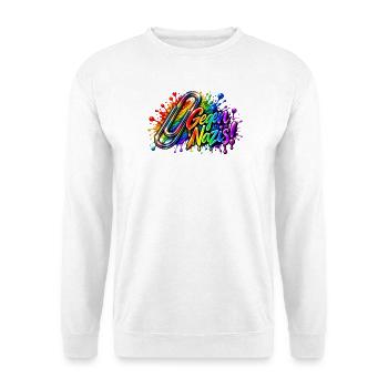 Gegen Nazis Regenbogen  Briefklammer Büroklammer - Unisex Pullover - Weiß - Vorne - Alina (178cm) & Michal (187cm)