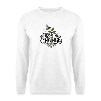 Biene Die Veränderung – Biene und Ökologie - Unisex Pullover - Weiß - Vorne - Alina (178cm) & Michal (187cm)