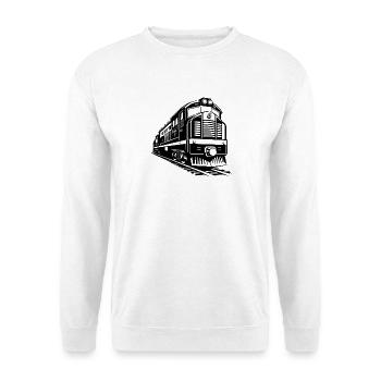 Moderne Diesellokomotivenbahn - Unisex Pullover - Weiß - Vorne - Alina (178cm) & Michal (187cm)