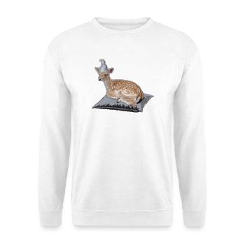 Rehkitz Nachthemd Schlafanzug Pyjama  - Unisex Pullover - Weiß - Vorne - Alina (178cm) & Michal (187cm)