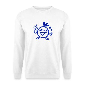 Alles Super – Zwinkernder Charakter Line Art - Unisex Pullover - Weiß - Vorne - Alina (178cm) & Michal (187cm)