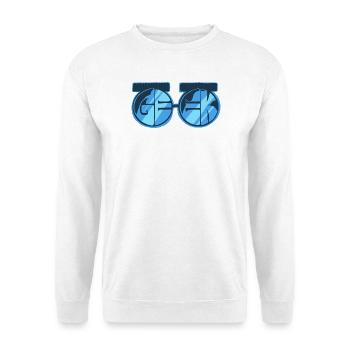 Geek, Cartoon Word - Unisex Pullover - Weiß - Vorne - Alina (178cm) & Michal (187cm)