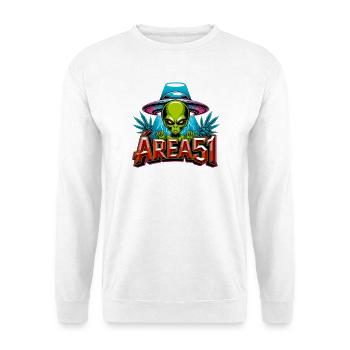Alien Area51 Retro-Graffiti - Unisex Pullover - Weiß - Vorne - Alina (178cm) & Michal (187cm)
