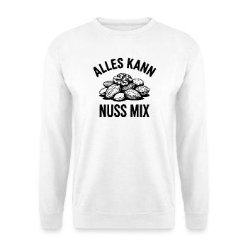 Alles Kann Nuss Mix Für Nussliebhaber - Unisex Pullover - Weiß - Vorne - Alina (178cm) & Michal (187cm)