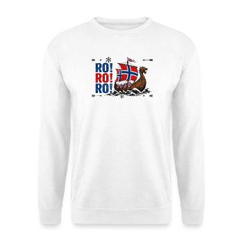  Norwegen Wikinger Langschiff RO RO RO Nordische - Unisex Pullover - Weiß - Vorne - Alina (178cm) & Michal (187cm)