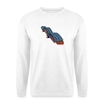 Hohenzollernbrücke Farbkunst - Unisex Pullover - Weiß - Vorne - Alina (178cm) & Michal (187cm)