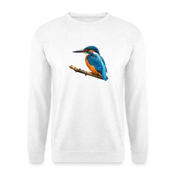 Eisvogel Aquarell - Unisex Pullover - Weiß - Vorne - Alina (178cm) & Michal (187cm)