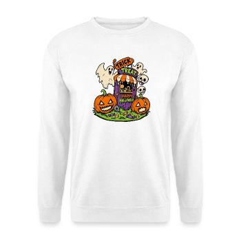 Süßes-oder-Saures-Kürbisparade - Unisex Pullover - Weiß - Vorne - Alina (178cm) & Michal (187cm)