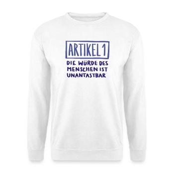 Artikel 1  - Unisex Pullover - Weiß - Vorne - Alina (178cm) & Michal (187cm)