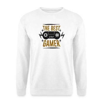 Das beste Gamer-Controller-Emblem - Unisex Pullover - Weiß - Vorne - Alina (178cm) & Michal (187cm)