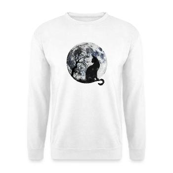 Mondnacht Katzen-Silhouette - Unisex Pullover - Weiß - Vorne - Alina (178cm) & Michal (187cm)
