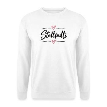 Stallpulli - Pferd - Reiterin - Stall - Pullover - Unisex Pullover - Weiß - Vorne - Alina (178cm) & Michal (187cm)