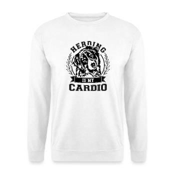 Australian Shepherd Herding is my Cardio Wilsigns - Unisex Pullover - Weiß - Vorne - Alina (178cm) & Michal (187cm)