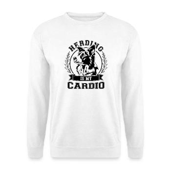 Border Collie Herding is my Cardio Hunde Wilsigns - Unisex Pullover - Weiß - Vorne - Alina (178cm) & Michal (187cm)