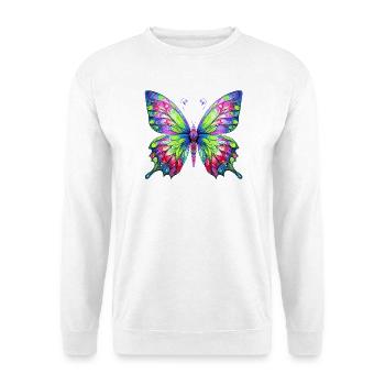 Schmetterling - Unisex Pullover - Weiß - Vorne - Alina (178cm) & Michal (187cm)