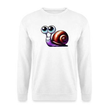 Schnecke - Unisex Pullover - Weiß - Vorne - Alina (178cm) & Michal (187cm)
