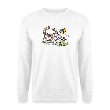 CrazyUna - Unisex Pullover - Weiß - Vorne - Alina (178cm) & Michal (187cm)