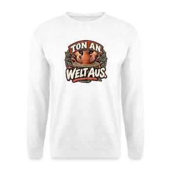 Ton an. Welt aus. Töpfern / Keramik - Unisex Pullover - Weiß - Vorne - Alina (178cm) & Michal (187cm)