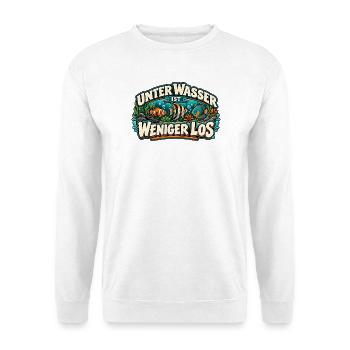 Unter Wasser ist weniger los Aquarium / Aquaristik - Unisex Pullover - Weiß - Vorne - Alina (178cm) & Michal (187cm)