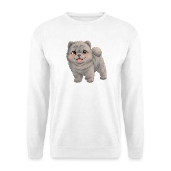 Chow-Chow – flauschiger dunkler Hundewelpe - Unisex Pullover - Weiß - Vorne - Alina (178cm) & Michal (187cm)
