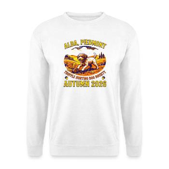Autumn Truffle Hunting Dog Society Alba Piedmont - Unisex Pullover - Weiß - Vorne - Alina (178cm) & Michal (187cm)