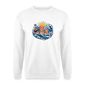 Kaltwassergruppe – Zusammen rein ins Wasser - Unisex Pullover - Weiß - Vorne - Alina (178cm) & Michal (187cm)
