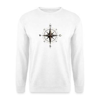 Nostalgischer Kompassstern - Unisex Pullover - Weiß - Vorne - Alina (178cm) & Michal (187cm)