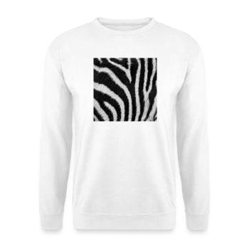 Minimalistisches Schwarz-Weiß-Zebra - Unisex Pullover - Weiß - Vorne - Alina (178cm) & Michal (187cm)