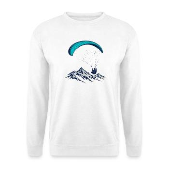Blauer Berggipfel Paragleiten - Unisex Pullover - Weiß - Vorne - Alina (178cm) & Michal (187cm)