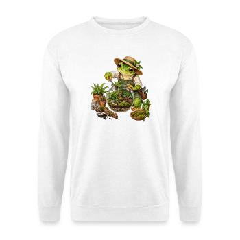 Frosch baut ein Terrarium - Unisex Pullover - Weiß - Vorne - Alina (178cm) & Michal (187cm)
