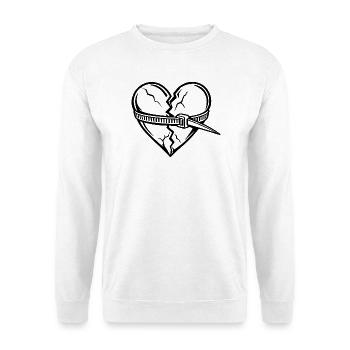 Gebrochenes Herz repariert - Unisex Pullover - Weiß - Vorne - Alina (178cm) & Michal (187cm)