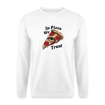 In Pizza We Trust - Unisex Pullover - Weiß - Vorne - Alina (178cm) & Michal (187cm)
