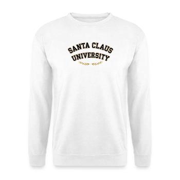Santa Claus Universität Emblem - Unisex Pullover - Weiß - Vorne - Alina (178cm) & Michal (187cm)