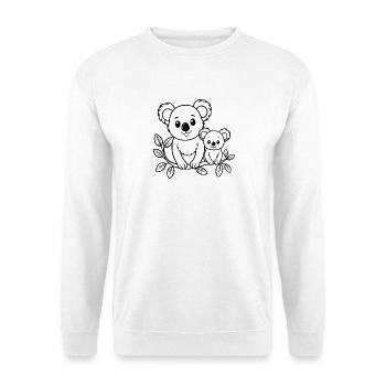 Koala mit Baby - Unisex Pullover - Weiß - Vorne - Alina (178cm) & Michal (187cm)